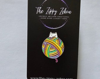 Sparkly Rainbow Yarn Ball Enamel Pin Gift Idea