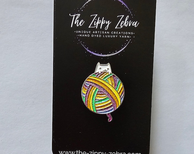 Sparkly Rainbow Yarn Ball Enamel Pin Gift Idea