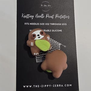 Adorable Knitting Needle Point Protectors Sloth