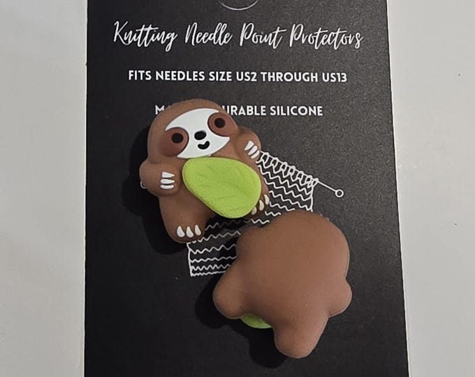 Adorable Knitting Needle Point Protectors Sloth