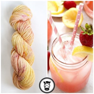 Hand Dyed Yarn: Strawberry Lemonade      Available in Silk, Baby Alpaca, Linen blend (Wool Free)
