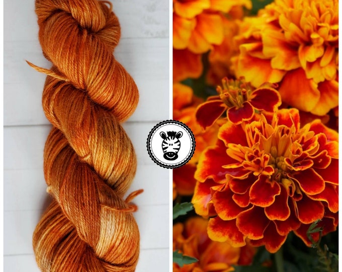 Hand Dyed Yarn: Marigold                     Available in Silk, Baby Alpaca, Yak blend (Wool Free)