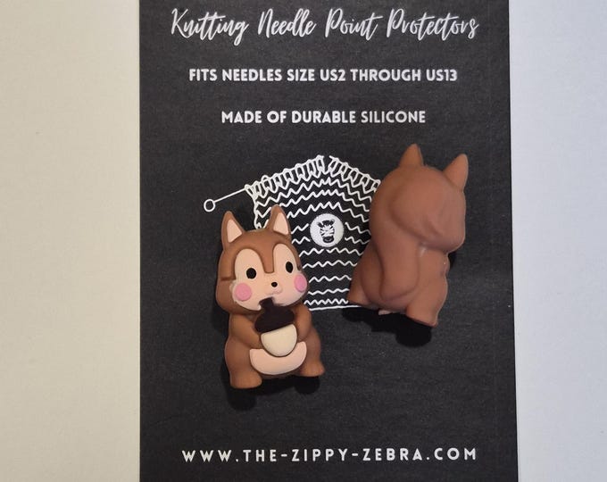 Adorable Knitting Needle Point Protectors Squirrels