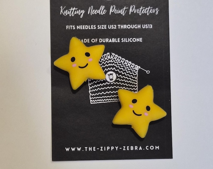 Adorable Knitting Needle Point Protectors Yellow Stars