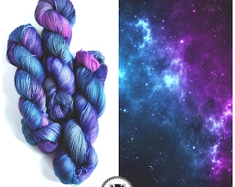 Hand Dyed Yarn: Majestic Midnight                       Available in Silk, Baby Alpaca, Linen blend (Wool Free)