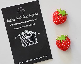 Adorable Knitting Needle Point Protectors Strawberries