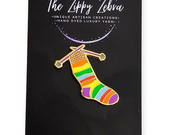 Striped Rainbow Sock Enamel Pin Gift Idea