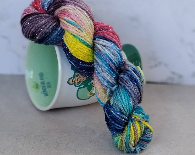 Hand Dyed Yarn: "Down the Rabbit Hole" Alice in Wonderland Available in Silk, Baby Alpaca, Llama blend (Wool Free)