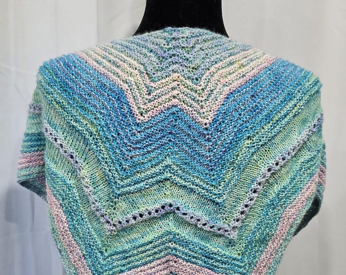 Hand Knitted Shawl Hand Dyed Baby Alpaca