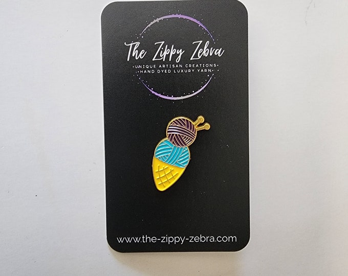 Yarn Ball Ice Cream Enamel Pin Gift Idea