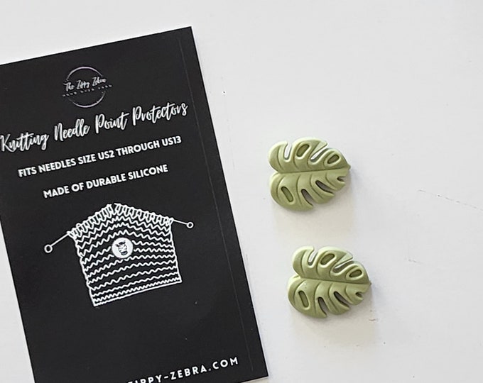 Adorable Knitting Needle Point Protectors Monstera Leaves