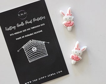 Adorable Knitting Needle Point Protectors Ballerina Bunnies