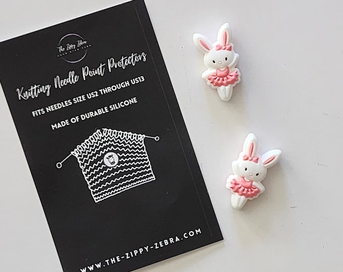 Adorable Knitting Needle Point Protectors Ballerina Bunnies