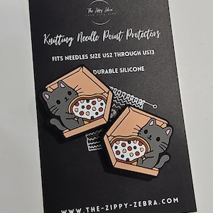 Adorable Knitting Needle Point Protectors Pizza Cat