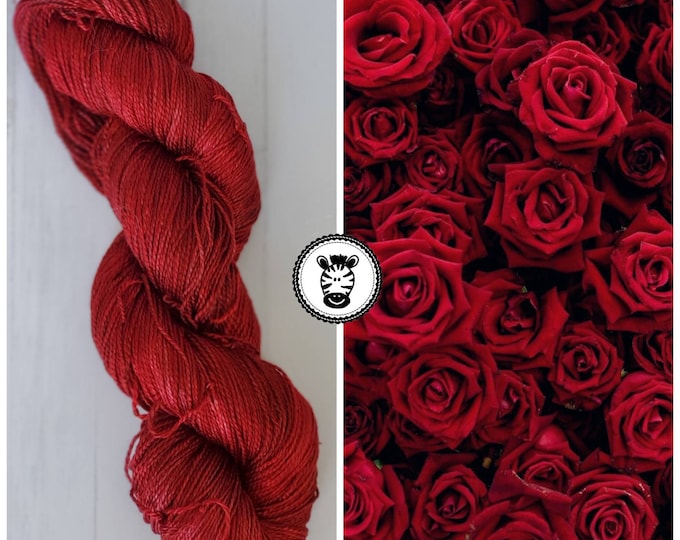 Hand Dyed Yarn: Red Roses                      Available in Silk, Baby Alpaca, Yak blend (Wool Free)