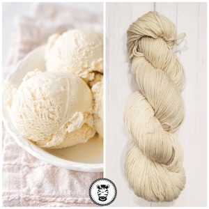 Hand Dyed Yarn: Vanilla Ice Cream       Available in Silk, Baby Alpaca, Linen blend (Wool Free)