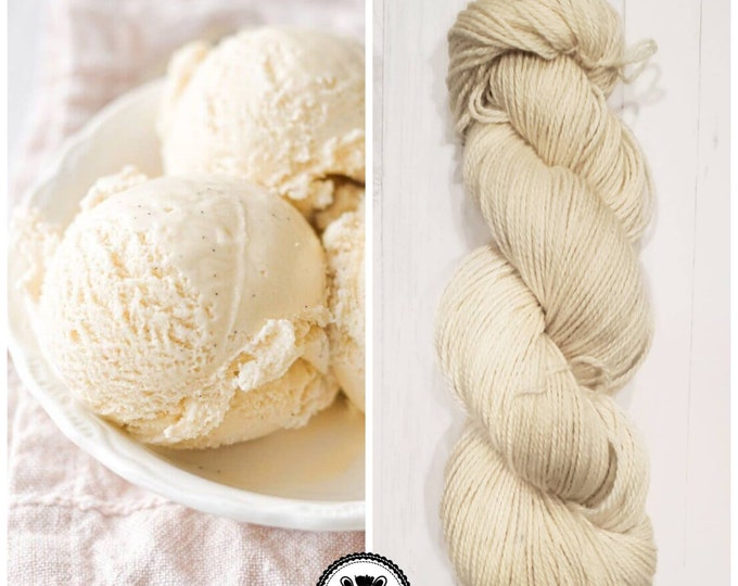 Hand Dyed Yarn: Vanilla Ice Cream       Available in Silk, Baby Alpaca, Linen blend (Wool Free)