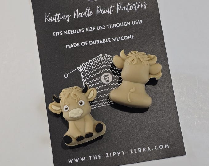 Adorable Knitting Needle Point Protectors Highland Cow 3D