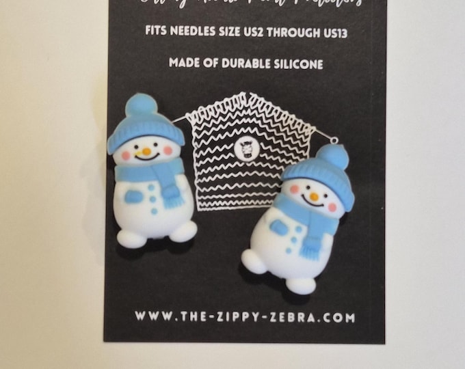 Adorable Knitting Needle Point Protectors Winter Snowman