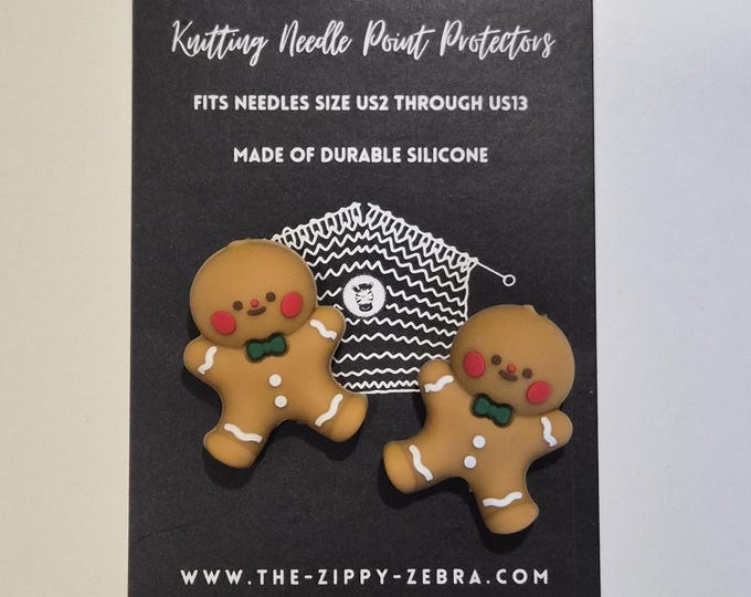 Adorable Knitting Needle Point Protectors Gingerbread Men