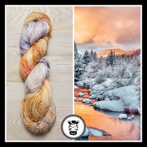 Hand Dyed Yarn: Summit Sunset                    Available in Silk, Baby Alpaca, Linen blend (Wool Free)