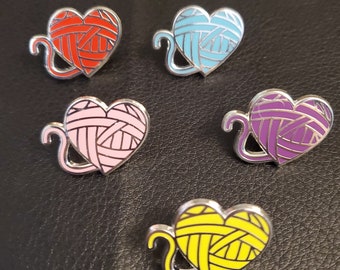 Yarn Heart Enamel Pin: Knitting Lover Gift