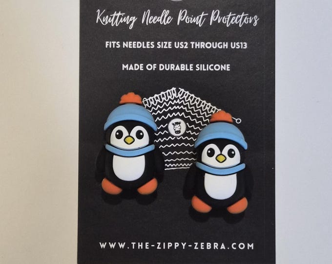 Adorable Knitting Needle Point Protectors Winter Penguins