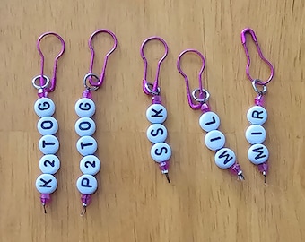 Stitch Markers With Pattern Abbreviations