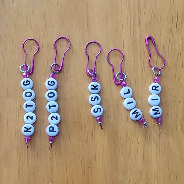 Stitch Markers With Pattern Abbreviations