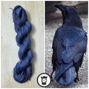 Hand Dyed Yarn: Raven                       Available in Silk, Baby Alpaca, Linen blend (Wool Free)