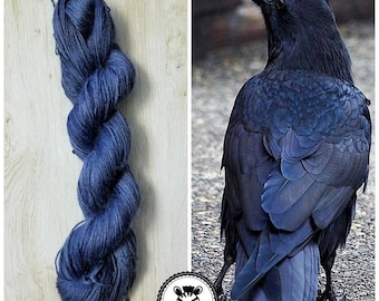 Hand Dyed Yarn: Raven                       Available in Silk, Baby Alpaca, Linen blend (Wool Free)