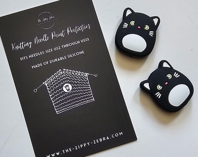 Adorable Knitting Needle Point Protectors Black Cat
