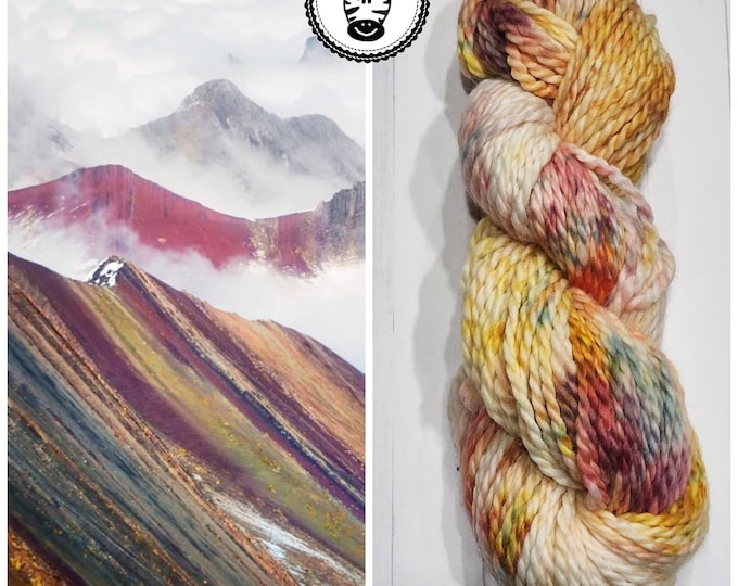 Hand Dyed Yarn: Rainbow Mountain                    Available in Silk, Baby Alpaca, Linen blend (Wool Free)