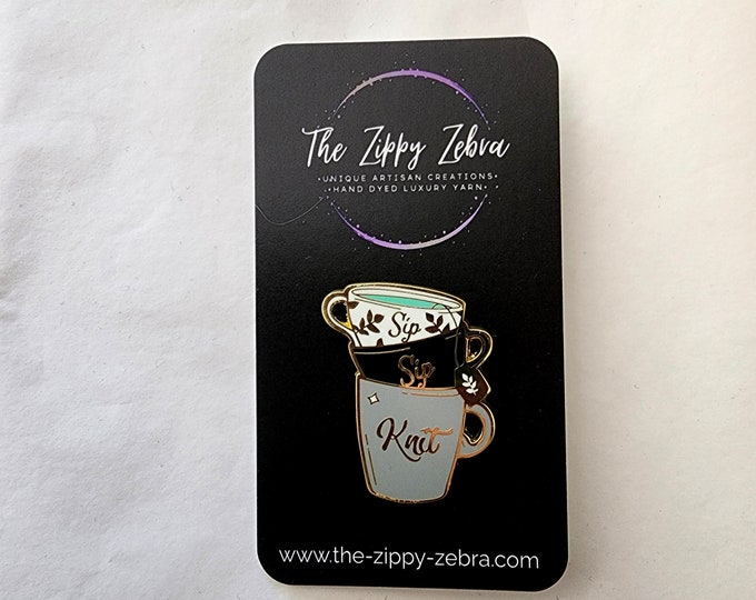 Sip Sip Knit Enamel Pin Gift Idea