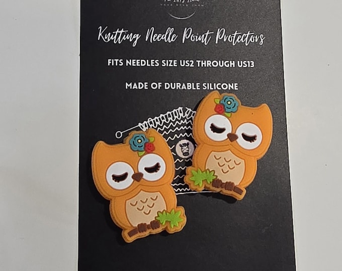 Adorable Knitting Needle Point Protectors Sleepy Owl