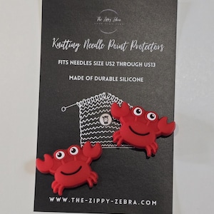Adorable Knitting Needle Point Protectors Crabs