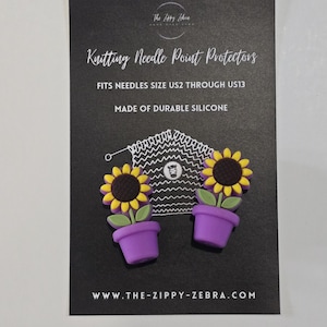 Adorable Knitting Needle Point Protectors Sunflowers