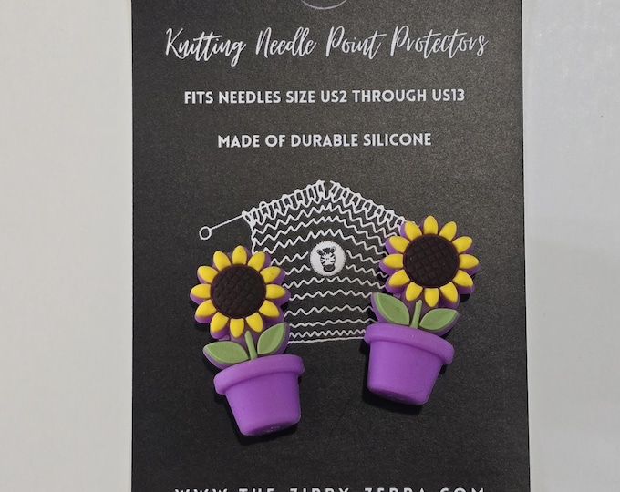 Adorable Knitting Needle Point Protectors Sunflowers
