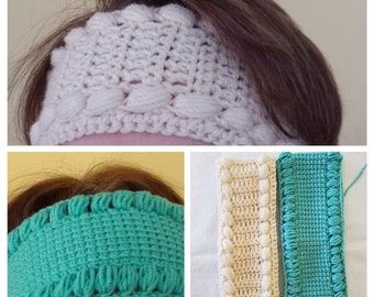 HEADBAND PATTERN - Two Patterns for Crochet Headband Ear Wormer for any season - Instant Download PDF Patterns Only