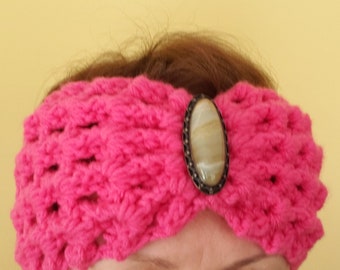 CROCHET PATTERN - Woman's Headband Ear Warmer 3-D Design, Pattern Only! Instant Download PDF Hand Crochet Ear Warmer