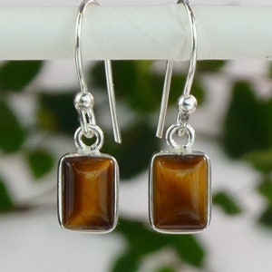 Stile argento sterling - Orecchini pendenti occhio di tigre per forza e salute