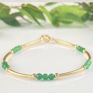Jade Bangle Sterling Silver or Gold Layering Bracelet - Crystal Stacking 14k Jewelry, Green  Empath Gemstone Birthday Gift for Mom Daughter