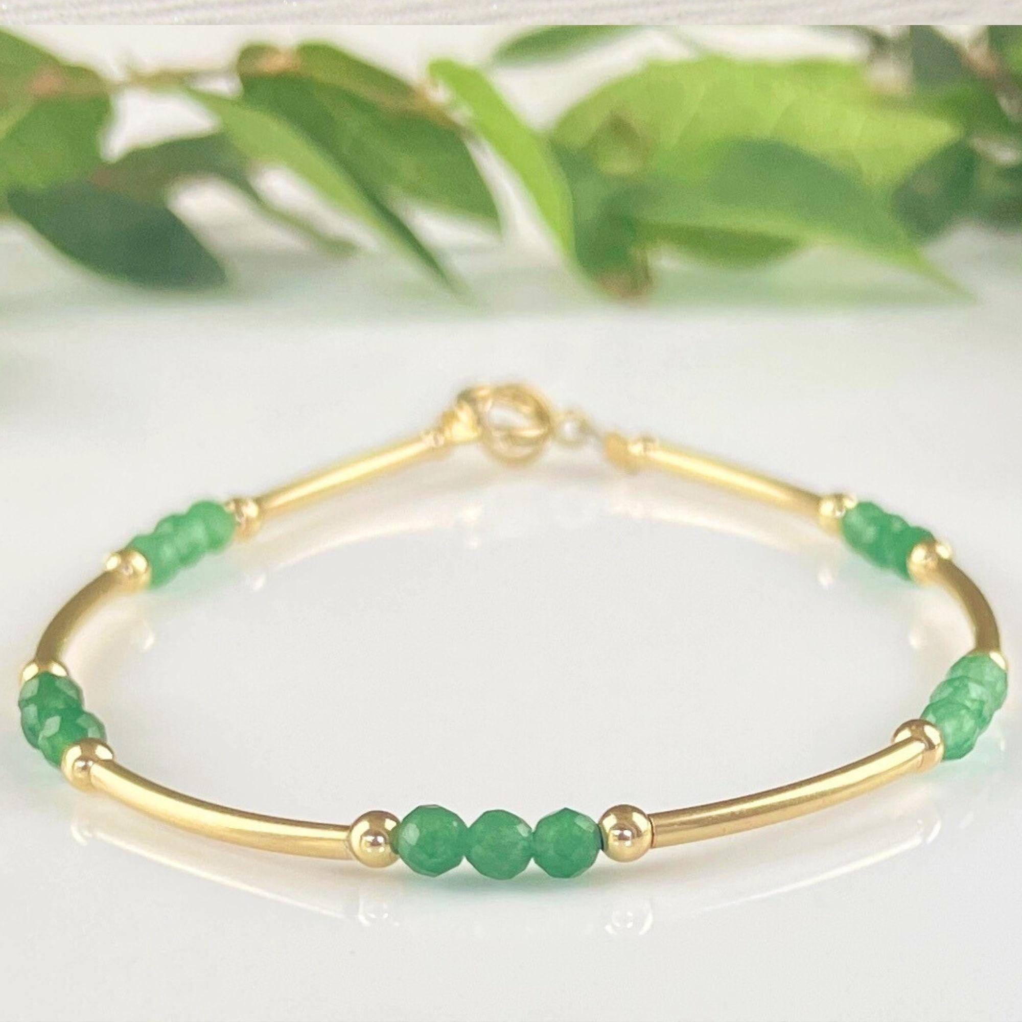 Jade Bangle Stack Jade Bangle Sterling Silver or Gold Layering Bracelet - Crystal ...