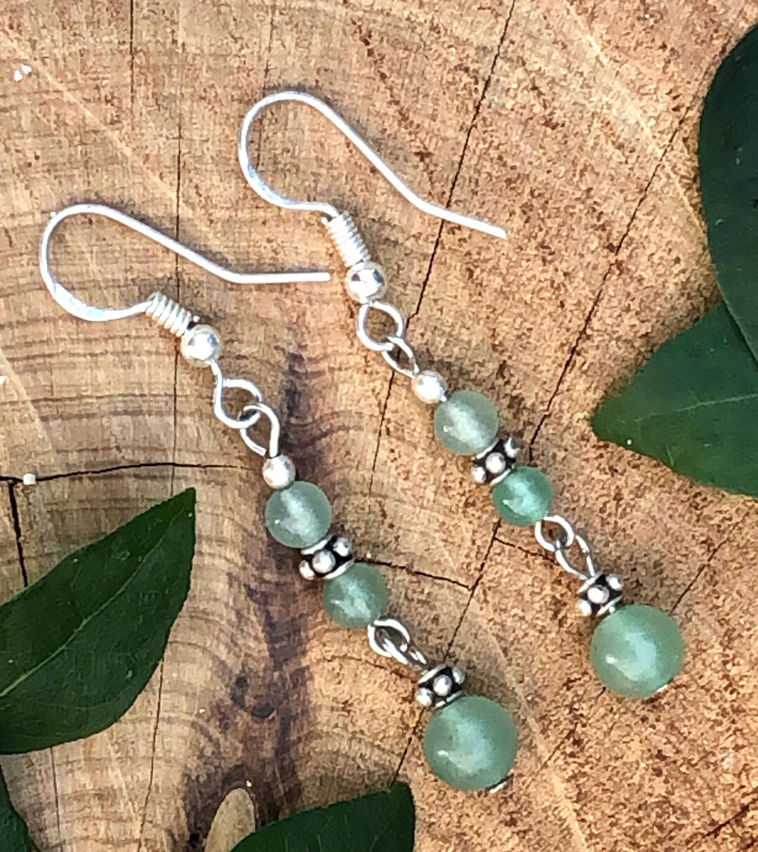 Boucles D'oreilles Puces En Or 18 Carats Avec Jade - Poids 4.12g - Occasion Magnifique