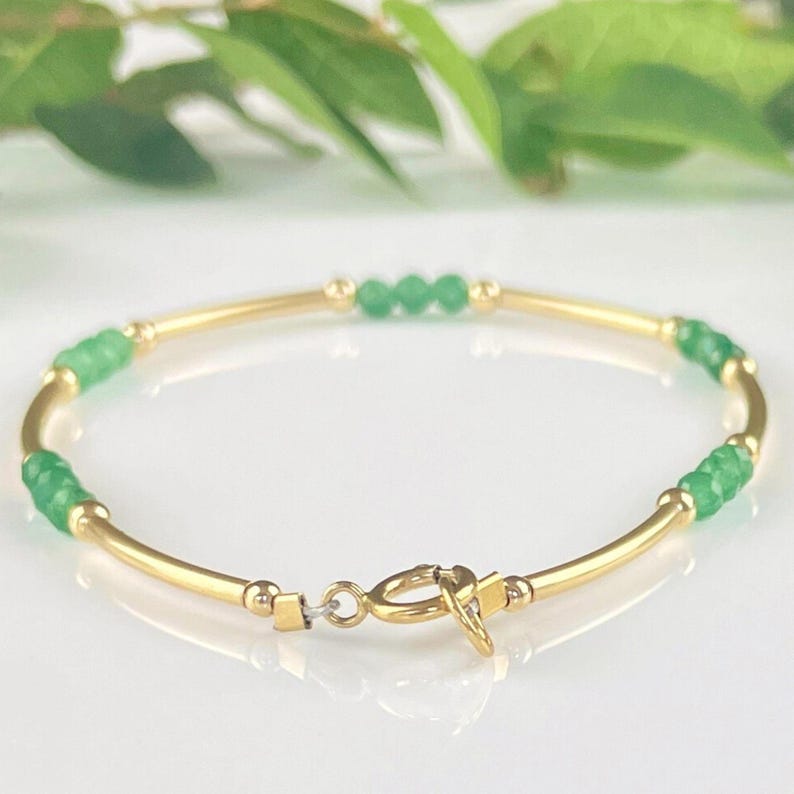 Jade Bangle Stack Jade Bangle Sterling Silver or Gold Layering Bracelet - Crystal ...
