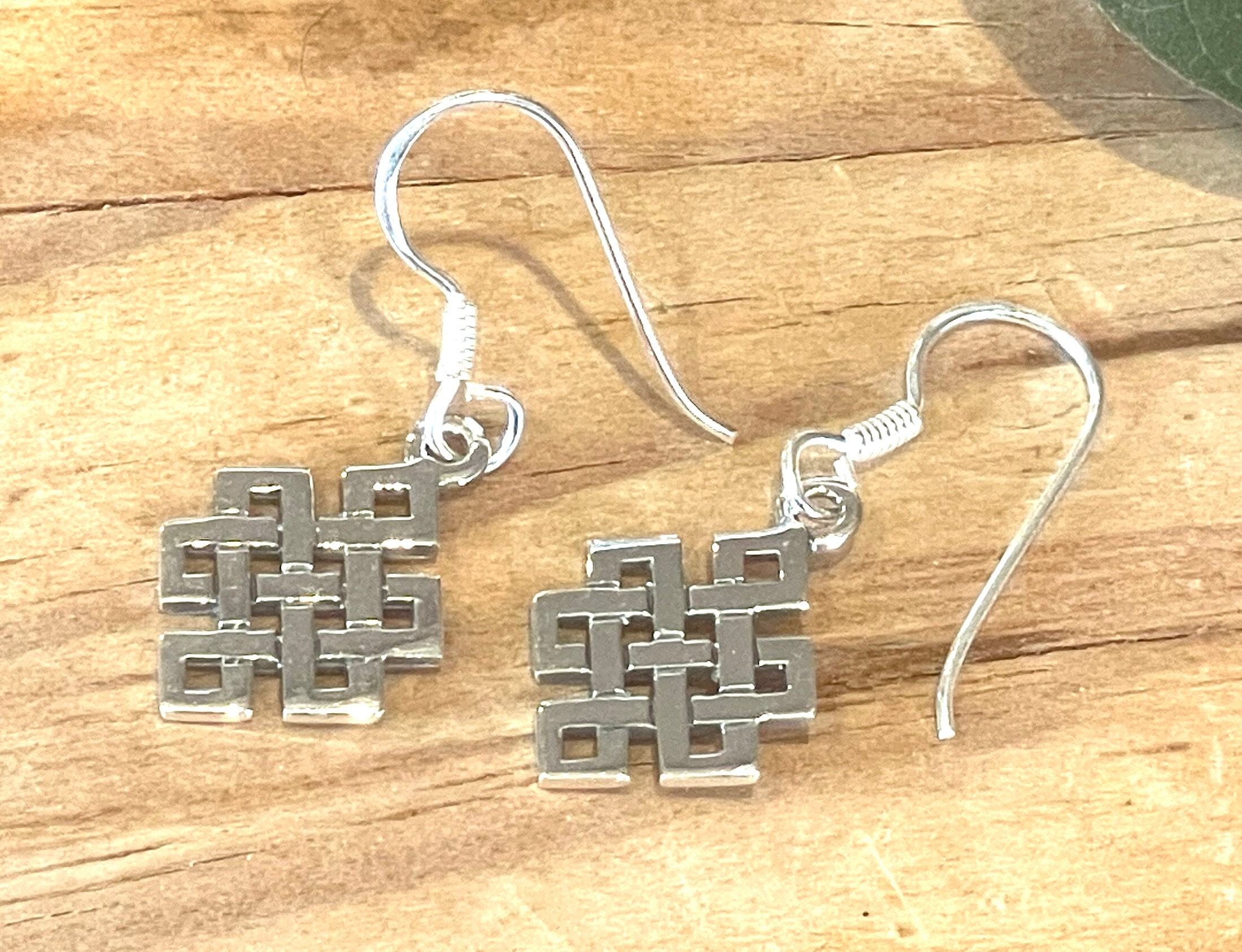 Orecchini Pendenti Celtici Con Nodo Eterno E Cristallo, Argento 925, Regalo Per Fidanzata, Moglie, Figlia