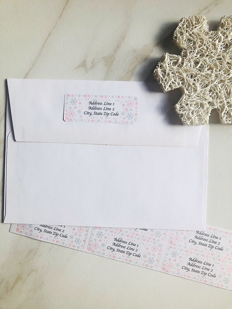 Holiday Mailing Address Labels Pink Snowflake Return Address Labels