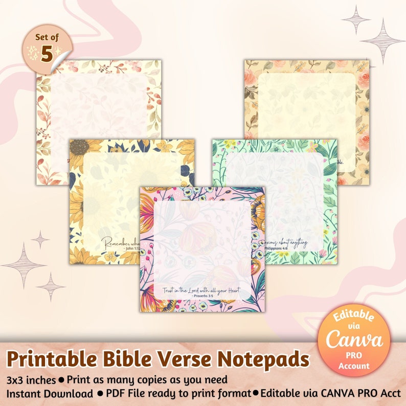 Printable Bible Verse Notepad, Notepad Template, Positive Affirmations ...