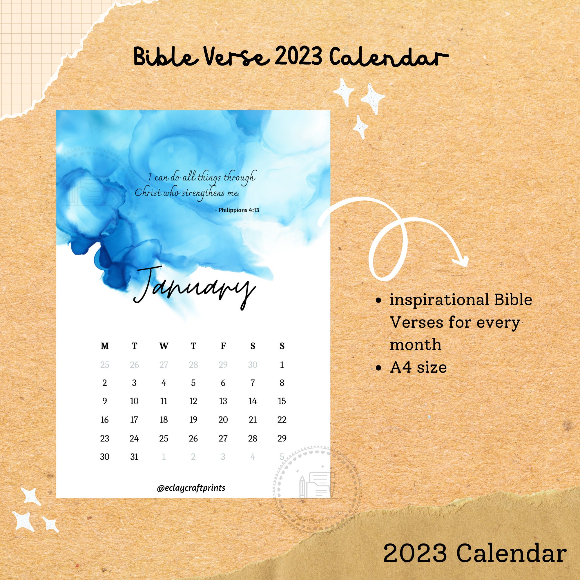 Printable Calendar For 2023 Bible Verse 2023 Calendar A4 Etsy printable-calendar-for-2023-bible-verse-2023-calendar-a4-etsy