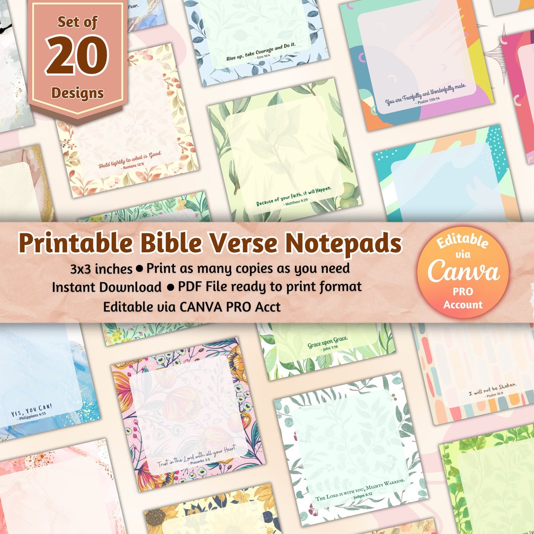 Printable Bible Verse Notepad, Notepad Template, Positive Affirmations ...